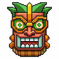 Pixel Art Mask with Colorful Geometric Patterns and Tribal Design Elements vector