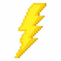 Pixelated Lightning Bolt Graphic in Yellow Retro 8 Bit Style Illustration vector