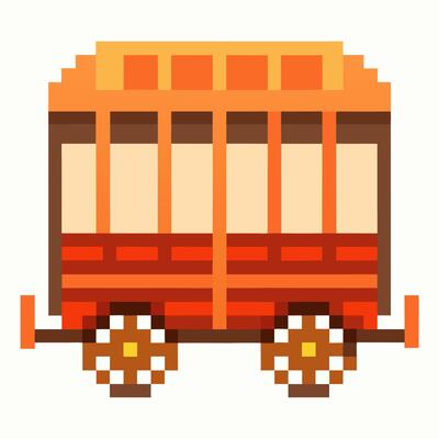 Pixel Art Vintage Trolley Icon Colorful and Retro Illustration in 8 Bit Style