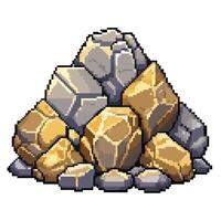 Pixel Art Rock Pile Retro Gaming Style Mineral Graphics for Game Development vector