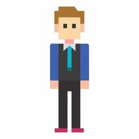Pixel Art Man Character in Business Attire with Tie and Suit, Isolated on White Background vector