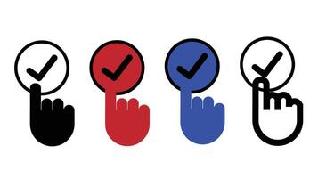Hand click icon, Hand Finger Touch, Swipe, Click, Press and Tap Line Icon Set. vector