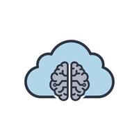 Cloud With an Ai Brain Symbol for Cloud Ai Services on a White Background vector