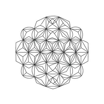 un mandala con repitiendo teselado patrones utilizando hexágonos triangulos y curvo formas de onda vector