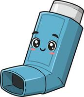 A cartoon asthma device with a smiley face vector