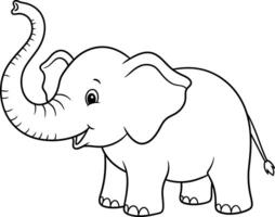 Coloring Page Featuring an Elephant With Its Trunk Playfully Curled Upwards vector