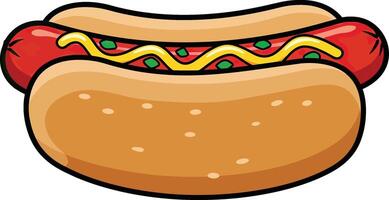 A Hot Dog With Mustard and Ketchup on It vector