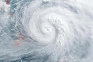 A satellite image of a hurricane in the sky photo