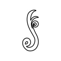 Elegant calligraphic ornament in the form of curls. vector
