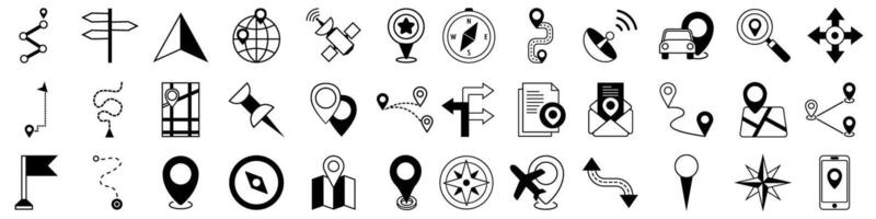 Navigation icons set, simple style illustration on white background. vector