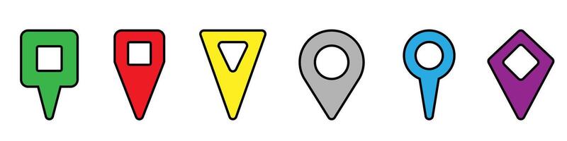 Set of map pointers isolated on a white background. illustration vector