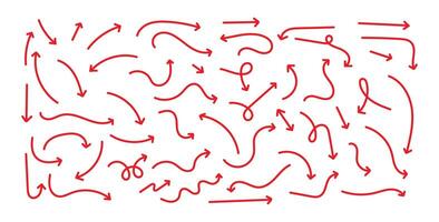 Hand drawn arrow set. Thin line arrows vector