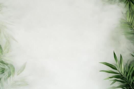 A foggy forest landscape with desaturated earthy tones, dreamy atmosphere, and gentle sunlight streaming through the trees creates a serene and tranquil setting. photo