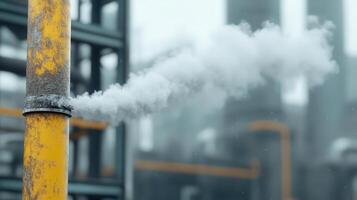 Desaturated industrial factory scene, moody smoke trails, high-contrast metallic textures photo