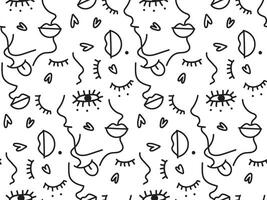 Abstract Face Line Art Pattern vector