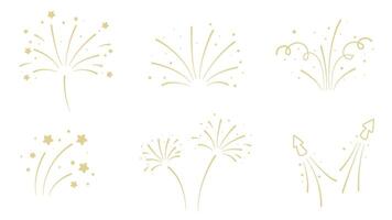 Beautiful fireworks, salute and cracker set vector