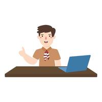 students with computer learning, Online class technology vector