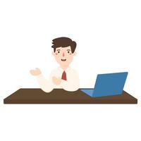 student boy working with computer vector