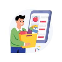 Grocery Delivery App Concepts Style illustrations. EPS 10 File vector