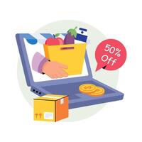Grocery Store Offers Concepts Style illustrations. EPS 10 File vector
