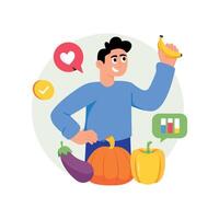 Healthy Groceries Concepts Style illustrations. EPS 10 File vector