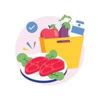 Meal Prep Groceries Concepts Style illustrations. EPS 10 File vector