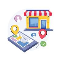 Grocery Store Near Me Concepts Style illustrations. EPS 10 File vector