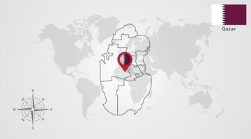 Qatar flag icon design with map outline vector