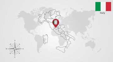 Italy flag icon design with map outline vector