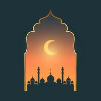 Decorative background for Ramadan with silhouette of mosque vector