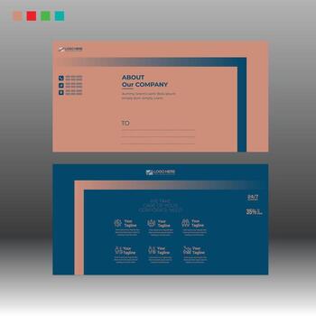 Postcard Design with a four color version vector