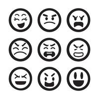 Set of expressive emoji faces for emotions and reactions vector