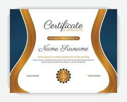 Gradient golden color and dark blue color abstract design template, Elegant and multifunctional multicolored achievement certificate template with a luxurious design vector