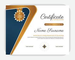 Golden color and dark blue color design template, Diploma of modern design or gift certificate. Creative, modern, certificate design. Modern design and modern background vector