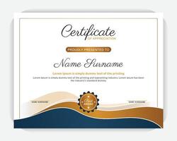 Creative and stylish, Simple background Abstract idea Golden color and dark blue color elegant certificate of appreciation template vector