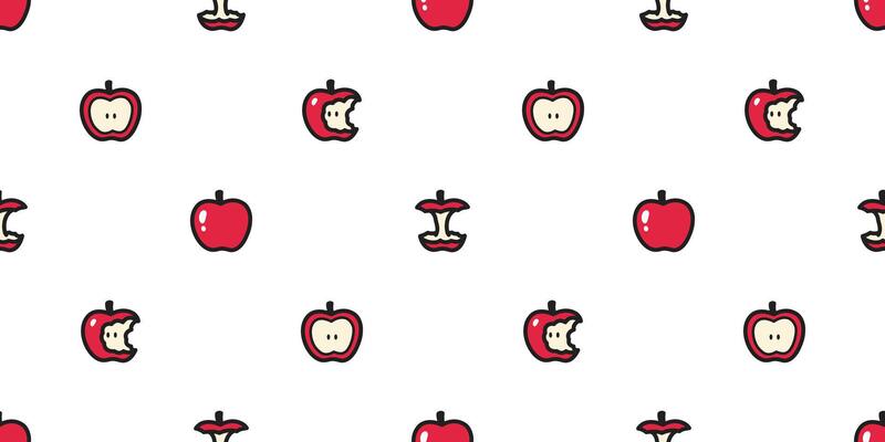 apple seamless pattern fruit cartoon scarf isolated repeat background tile wallpaper gift wrapping paper textile illustration doodle