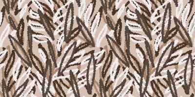 Abstract organic shapes pattern. hand drawn sketch. Beige creative forms print on a brown background. Contemporary repeated ornament. vector