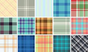 Vibrant collection of 16 diverse plaid patterns. Perfect for textile design, fashion, website backgrounds, and scrapbooking. vector