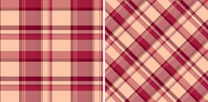 Textile texture fabric of tartan pattern background with a plaid seamless check. Set in warm colors. Geometric design patterns. vector