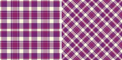 Elegant purple and cream plaid patterns, perfect for textile design, apparel, or website backgrounds. vector