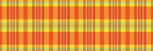 Silk plaid texture fabric, customizable pattern textile seamless. Stage background check tartan in red and yellow colors. vector