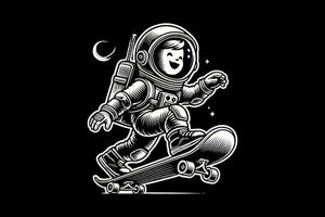 An astronaut on a skateboard with a smile vector