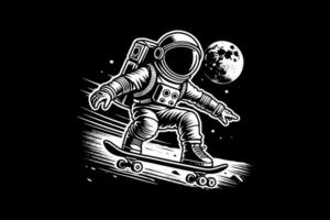 An astronaut riding a skateboard in space vector