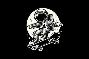An astronaut riding a skateboard in space vector