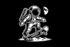 An astronaut on a skateboard with the moon in the background vector