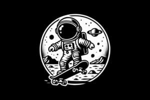 An astronaut on a skateboard in space vector