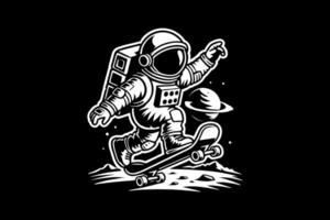 An astronaut riding a skateboard on the moon vector
