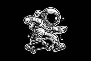 An astronaut on a skateboard with a star in the background vector
