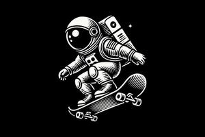 An astronaut on a skateboard with a space helmet vector