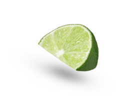 Lime slice floating in the air. Levity lime slice isolated png